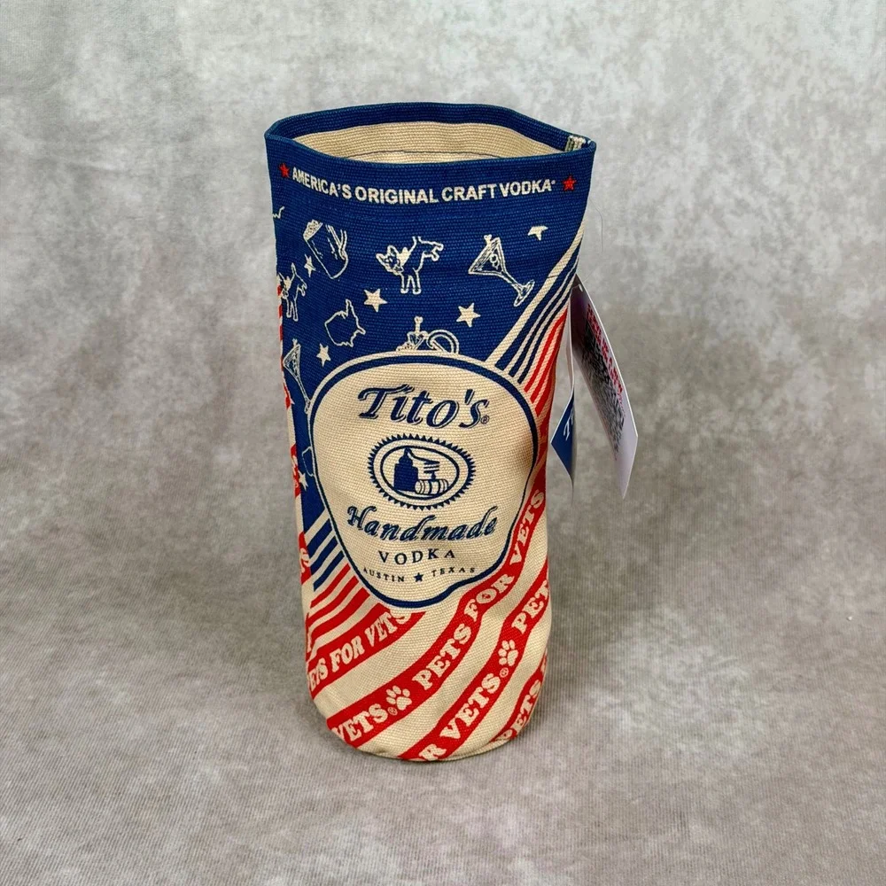 Tito's Handmade Vodka For Dog People Pets For Vets Canvas Bottle Gift Bag 3 Pack